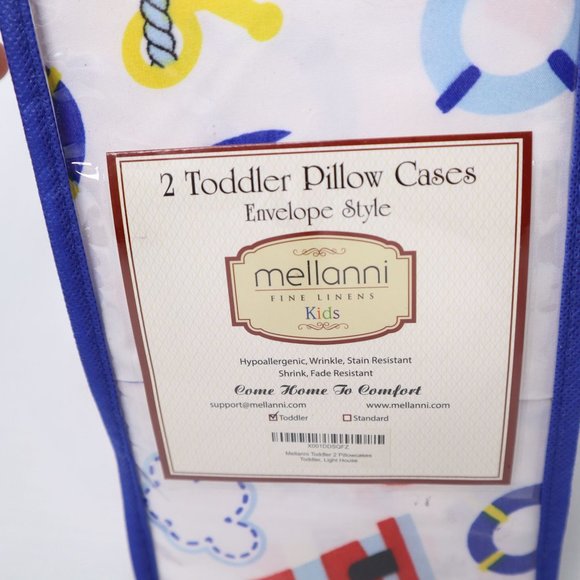 Toddler Fine Linen Kids pillowcase 2 envelope style lighthouse new - Picture 2 of 5